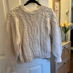 Free People Frankie Cable Knit Sweater Ivory Medium
